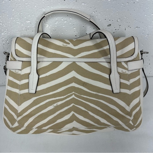 Coach Taylor Zebra Print Marlin Flap Satchel Shoulder Bag - Picture 3 of 15